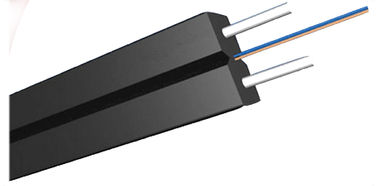 गुणवत्ता  Black LSZH Sheath FTTH Optical Fibre In Computer Network With 2*0.45mm Steel Wire Strength Member कारखाना