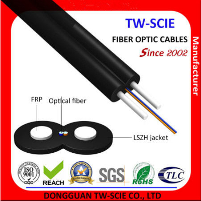 फ़्लोर कनेक्शन के लिए G652D LSZH शीथ FTTH ड्रॉप वायर केबल स्टील या FRP स्ट्रेंथ मेंबर
