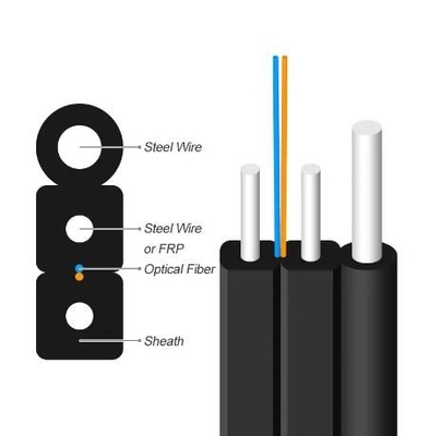 FTTH इनडोर आउटडोर GJYXCH ऑप्टिकल फाइबर ऑप्टिक ड्रॉप केबल FRP/स्टील G657A 1 2 4 कोर सिंगल मोड LSZH जैकेट फाइबर ऑप्टिक