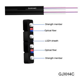 GJXH4C ड्रॉप केबल इंडोर FTTH ड्रॉप केबल 2 कोर सिंगल मोड फाइबर ऑप्टिक केबल