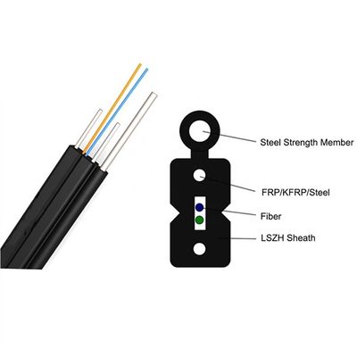 GJYXCH 2 कोर कम्युनिकेशन G.657A FTTH फाइबर ड्रॉप केबल में LSZH शीथ लीड