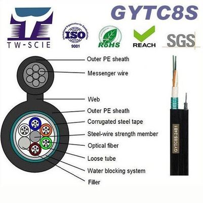 OEM 8 12 24 कोर FIG8 सेल्फ सपोर्टिंग एरियल फिगर 8 फाइबर ऑप्टिक केबल (GYTC8S)