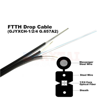 ईबोकॉम स्टील वायर FTTH ड्रॉप केबल मजबूत डेटा ट्रांसमिशन के लिए गर्म डुबकी जस्ती