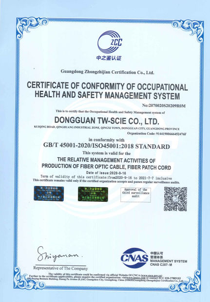 चीन DONGGUAN TW-SCIE CO., LTD. प्रमाणपत्र